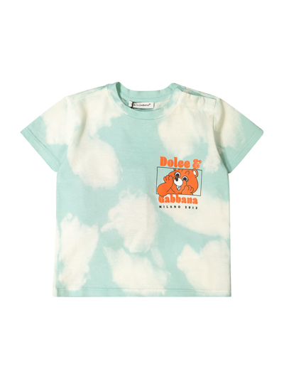 Dolce & Gabbana Babies' T-shirt With Cloud Print In Turquoise