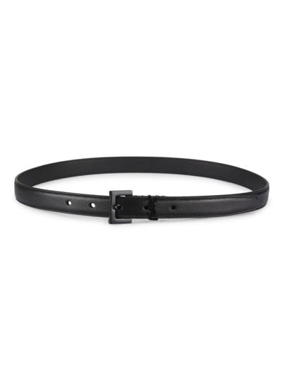 Saint Laurent Monogram Leather Belt In Black