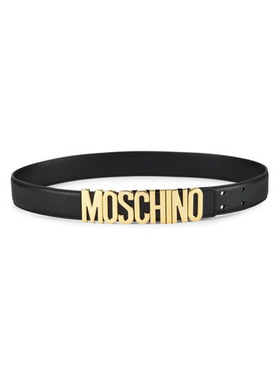 Moschino Logo Plaque Belt In Black