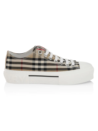 Burberry Women's Jack Plaid Cotton Logo Sneakers In Archive Beige