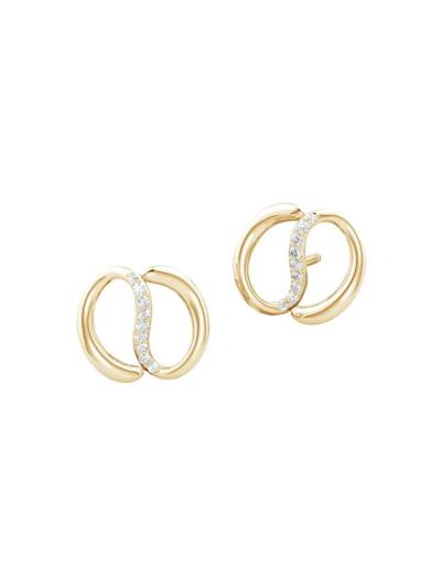 NATORI WOMEN'S SHANGRI-LA 14K YELLOW GOLD & DIAMOND YIN-YANG STUD EARRINGS