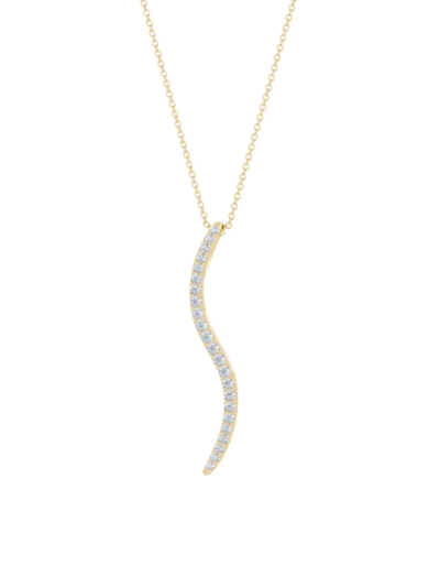 Natori Women's Shangri-la 14k Yellow Gold & Diamond Medium Brushstroke Pendant Necklace