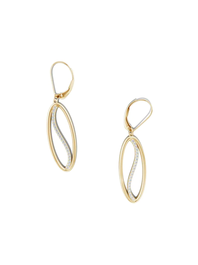 Natori Women's Shangri-la 14k Yellow Gold & Diamond Small Oval Yin-yang Drop Earrings