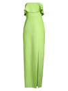 Aidan Mattox Strapless Crepe Column Gown In Lime Green