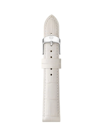 Michele Crocodile-embossed Leather Watch Strap/16mm In White