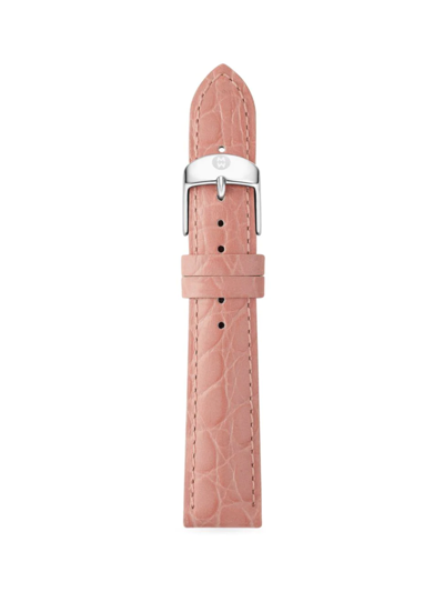 Michele Crocodile-embossed Leather Strap 16mm In Pink