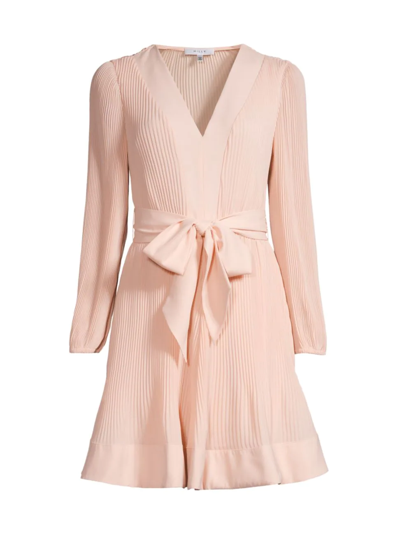 Milly Liv Pleated Belted Minidress In Nude
