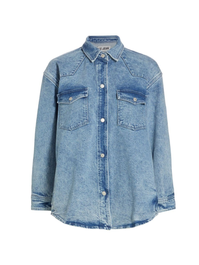 Le Jean Mimi Oversized Button-front Denim Shirt In Blue Mist Wash