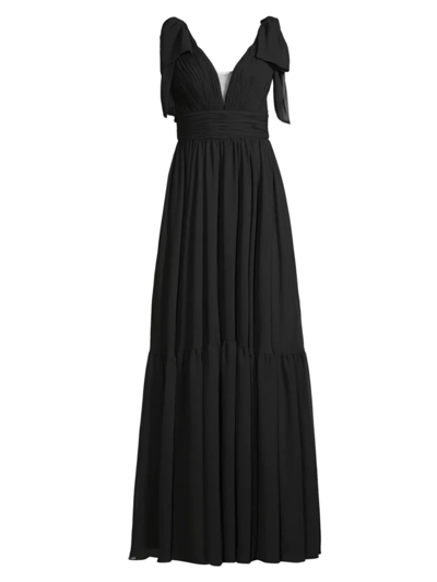 Basix Satin A-line Gown In Black