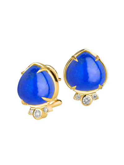 Syna Women's Mogul 18k Gold, Diamond & Lapis Lazuli Flower Bud Earrings