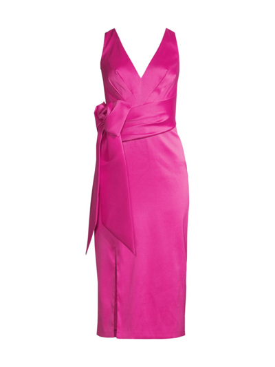 Aidan Mattox Cowl Neck Cocktail Dress In Pink Flame