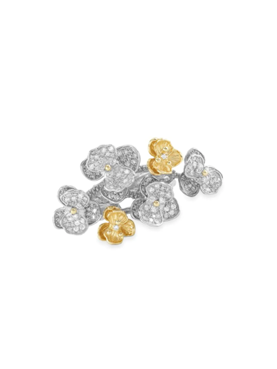 Michael Aram Orchid Cluster Ring In 18k Gold And Sterling Silver With Diamonds