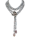 Michael Aram Women's Orchid Black Rhodium-plate, Pearls, Ametrine & Pink Sapphire Lariat Necklace