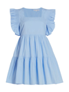 English Factory Babydoll Ruffled Minidress In Blue