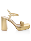 Gianvito Rossi Lena Metallic Leather Platform Sandals In Gold