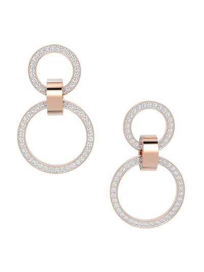 Swarovski Hollow Rose Goldplated Crystal Circular Drop Earrings In White