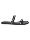 Balenciaga Logo Lettering Leather Flat Sandals In Black White