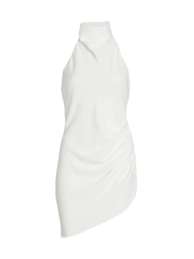 Amanda Uprichard Samba Ruched Halter Minidress In Ivory