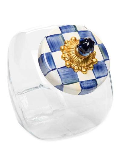 Mackenzie-childs Sweets Jar With Royal Check Lid In Blue/white