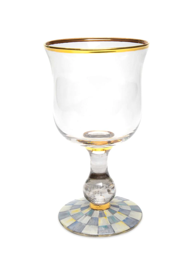 Mackenzie-childs Sterling Check Water Glass In Multi
