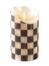 Mackenzie-childs Courtly Check Flicker Pillar Candle - 5" In Multi