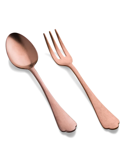 Mepra Serving Set (fork And Spoon) Dolce Vita Pewter Bronze In Rose Gold