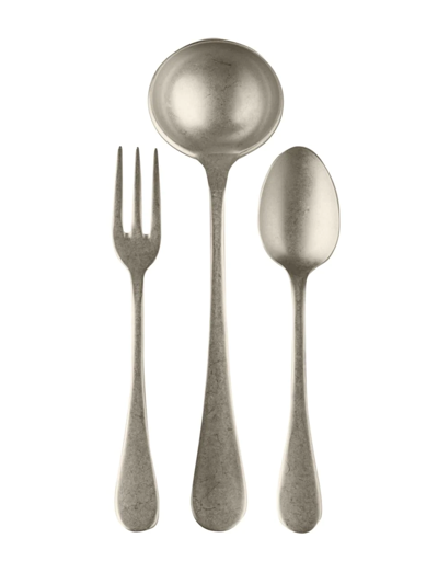 Mepra Vintage 3-piece Serving Utensil Set In Champagne