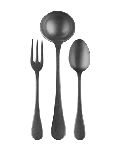 Mepra Vintage 3-piece Serving Utensil Set In Black