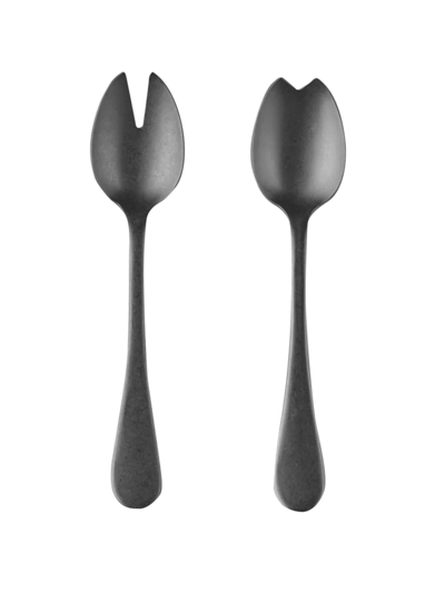 Mepra Salad Servers (fork And Spoon) Vintage Oro Nero In Black