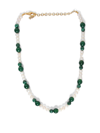 VEERT FRESHWATER PEARL GREEN ONYX AND MALACHITE NECKLACE