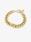Michael Kors Women's Statement Link Bracelet 14k Gold Plated Brass With Clear Stones In Gold