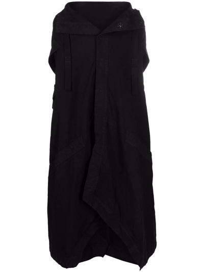 Boris Bidjan Saberi Asymmetric-hem Cotton Cape In Black