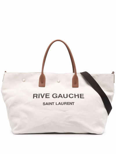 Saint Laurent Rive Gauche Maxi Tote Bag In Neutrals