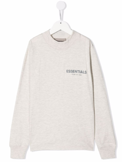 Essentials Kids' Logo-print Fleece Sweatshirt In Neutrals