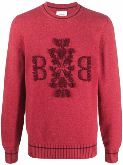 Barrie Embroidered Cashmere Jumper In Red
