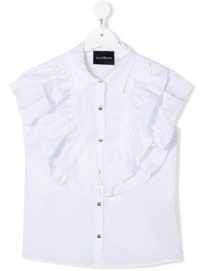 John Richmond Junior Teen Ruffle-trimmed Sleeveless Shirt In White