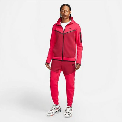 Nike Tech Fleece Taped Jogger Pants In Very Berry/pomegranate/black
