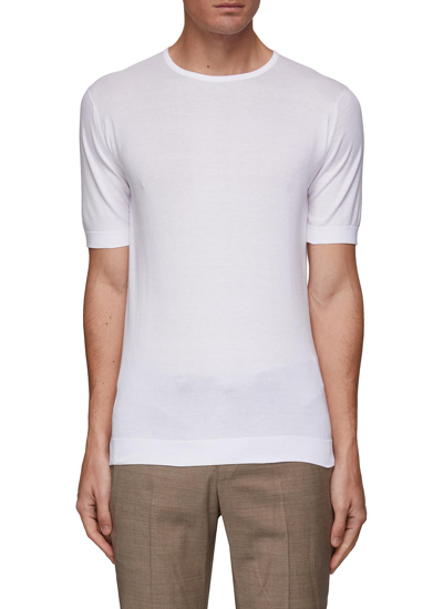 John Smedley White Kempton Fine Knit Cotton T-shirt