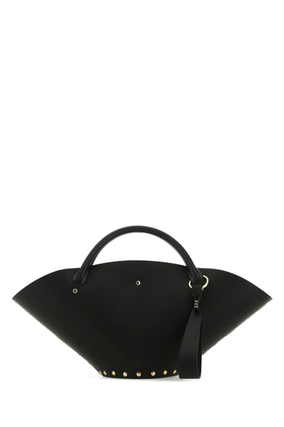 Jil Sander Black Sombrero Small Leather Top Handle Bag