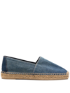 Saint Laurent Logo-embroidered Denim Espadrilles In Blau