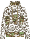 Dolce & Gabbana All-over Logo Hooded Sweatshirt With Camo Pockets In Weiss