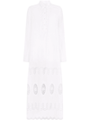 Dolce & Gabbana Poplin & Lace Shirt Long Dress In Weiss