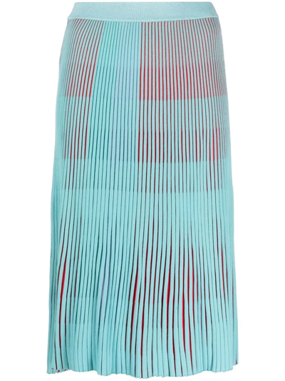Emporio Armani Pleated Midi Skirt In Blau