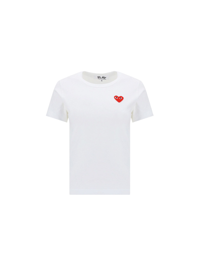 Comme Des Garçons Play Womens White Heart-appliqué Slim-fit Cotton-jersey Top
