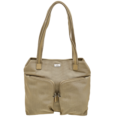 Pre-owned Gucci Beige Canvas And Leather Double Pocket Tote