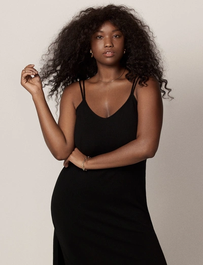 Another Tomorrow Cashmere Slip Dress In Black