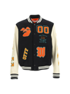 Off-white Varsity Jacket With Patch Detailing In Black Orange