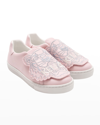 Kenzo Kid's Tiger Leather Low-top Sneakers, Baby/toddlers In 454-pink