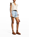 Rails Miley V-neck Short-sleeve Cotton Top In Flax