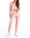 Juicy Couture Embossed Velour Jogger Pants In Whisper Pink